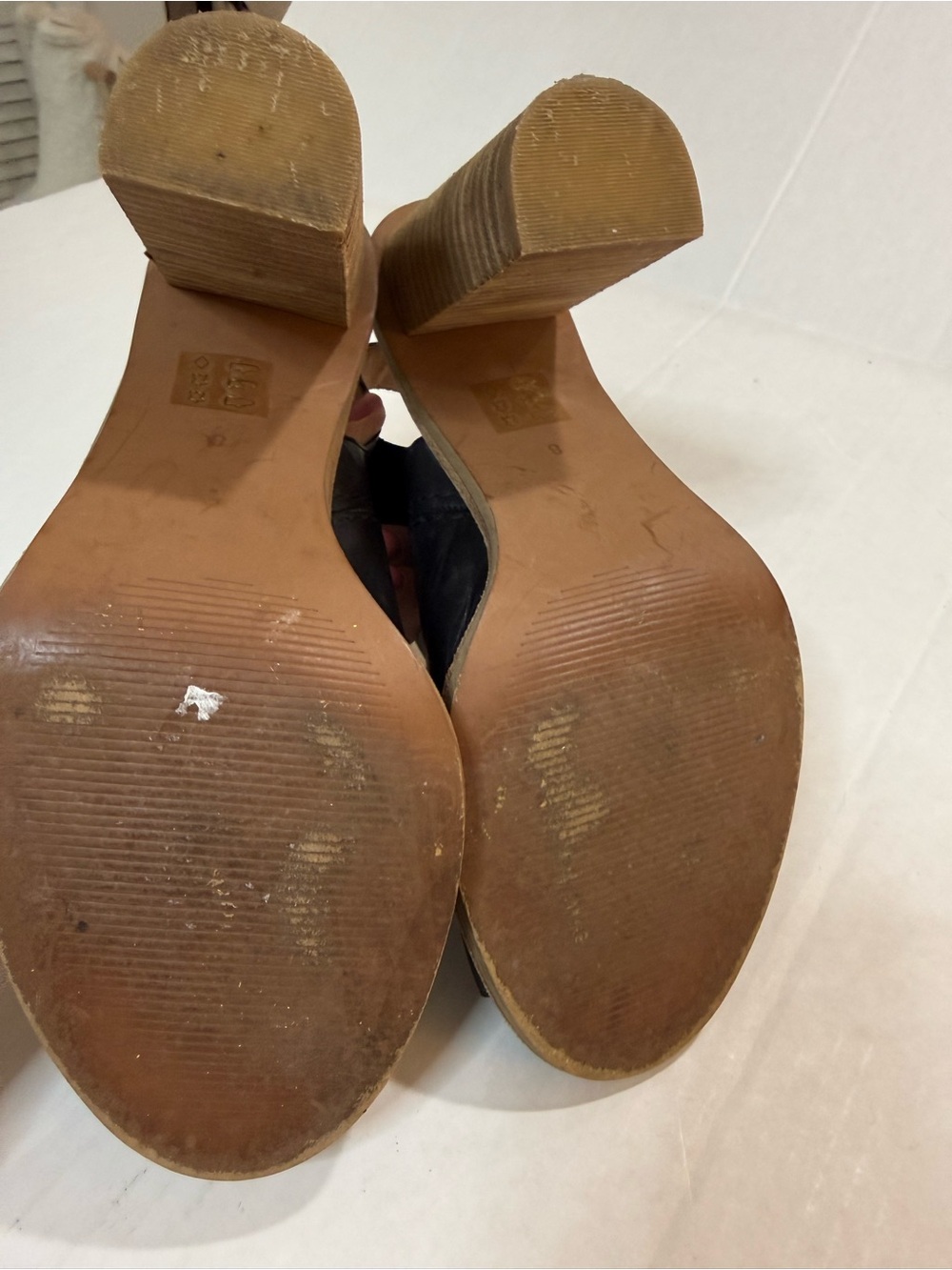 Madewell The Marie Black Leather Slingback Heeled Sandals Peep Toe Bootie Size 8 - Picture 11 of 12